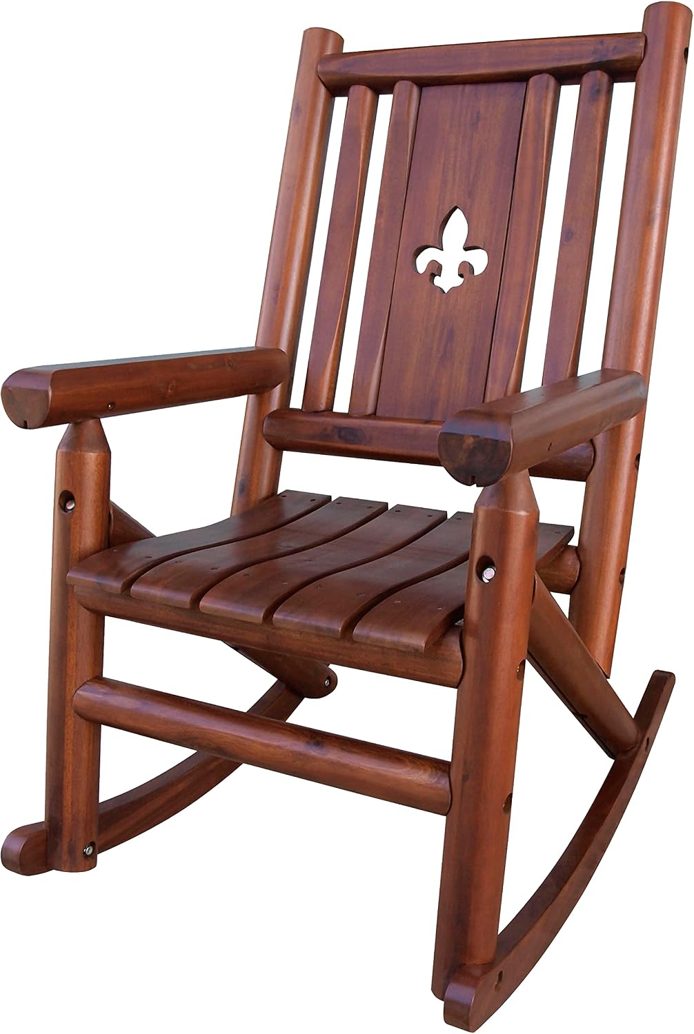 Leigh Country Amberlog Single Rocker with Fleur-De-Lis Cutout