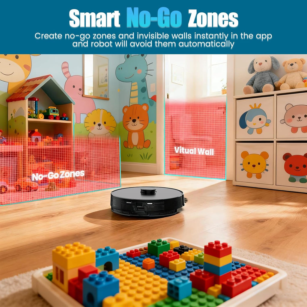 Robot Vacuum and Mop Self-Emptying with 8,000Pa Suction, LiDAR Navigation, Home Mapping, 75-Day Capacity, No-Go Zones, 150 Mins, APP＆Voice Control for Pet Hair, Hard Floors, Carpets, E10+