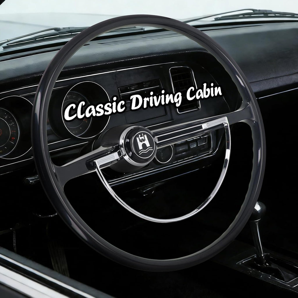 Sorghum 15' Universal Steering Wheel - Classic Steering Wheel with Horn Button Compatible with 1965-1973 Volkswagen Beetle - Piano Lacquer Black