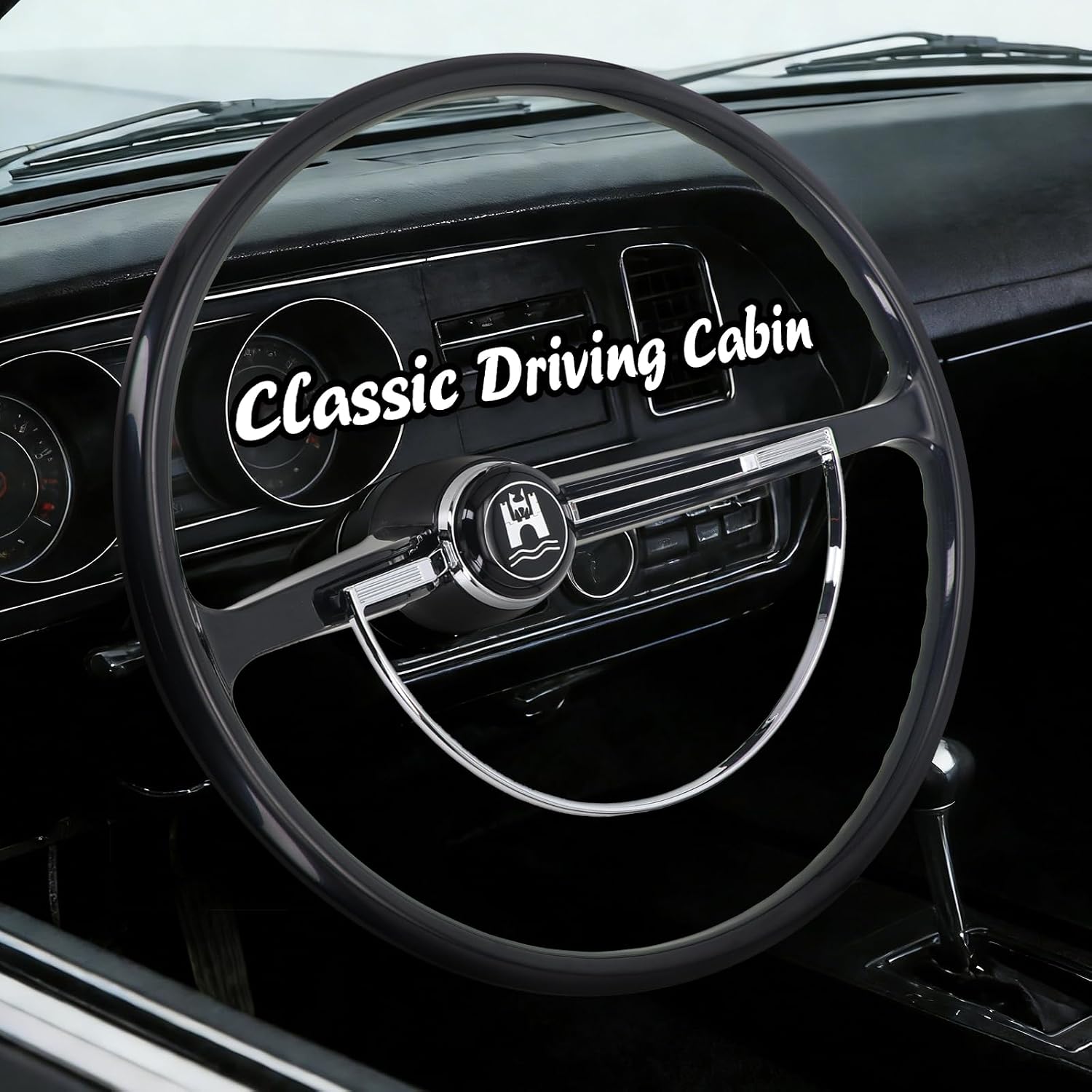Sorghum 15' Universal Steering Wheel - Classic Steering Wheel with Horn Button Compatible with 1965-1973 Volkswagen Beetle - Piano Lacquer Black