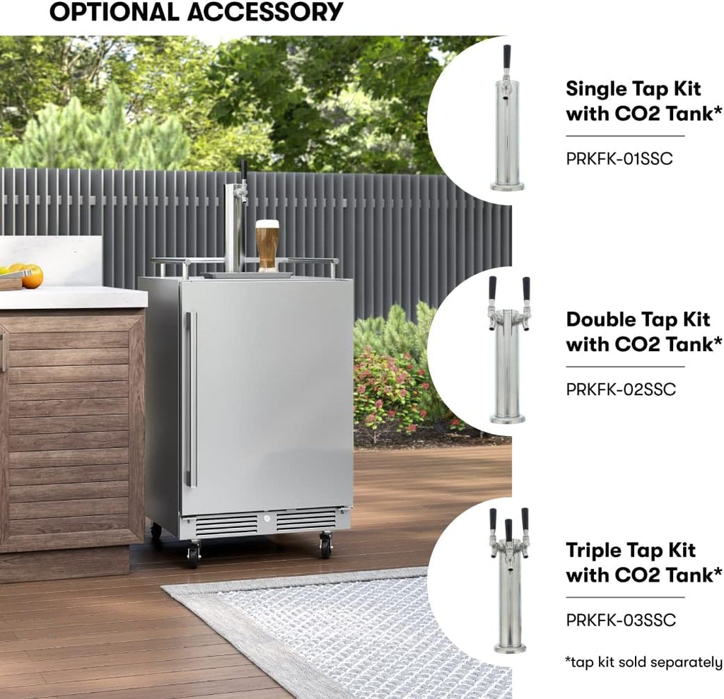 Zephyr Presrv™ 24' Stainless Steel Outdoor Kegerator & Beverage Cooler -Freestanding Fridge and Keg Beer Cooler - Compatible with Multiple Keg Configurations (Tap Kits sold separately)