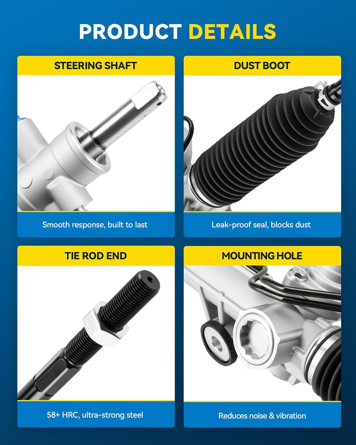 PHILTOP Hydraulic Power Steering Rack & Pinion Kit for 2005-2010 Dakota, Raider, with Outer Tie Rod Ends, Replace# 26-2143