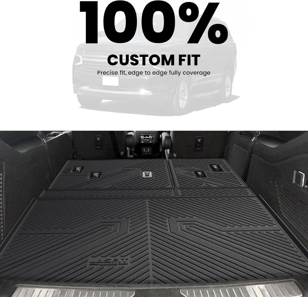 LASFIT Trunk Mat with 3rd Row Backrest Mat 2021-2026 for Chevrolet Chevy Suburban/GMC Yukon XL (Only Yukon XL, Not Fit Yukon)/Cadillac Escalade ESV (Only Escalade ESV, Not Fit Escalade)