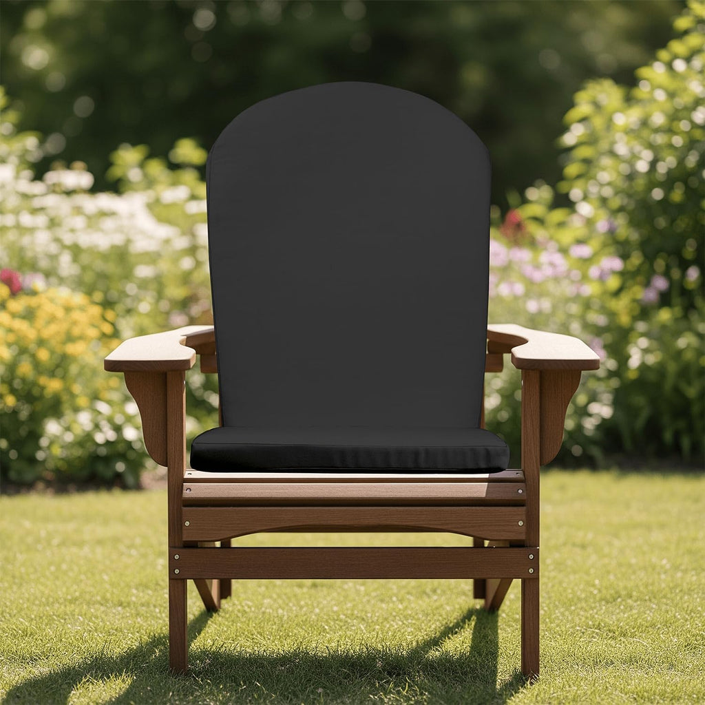 RSH Décor Foam Adirondack Chair Cushion 48' x 20' x 2' - Outdoor Adirondack Pillow, Patio Chair Cushion, Patio Furniture Cushions - Water & Fade Resistant - Canvas Black - Made in USA