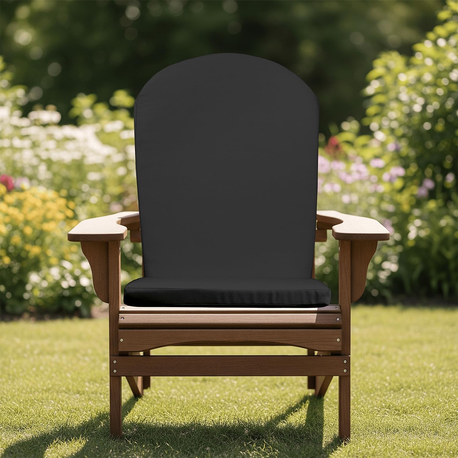RSH Décor Foam Adirondack Chair Cushion 48' x 20' x 2' - Outdoor Adirondack Pillow, Patio Chair Cushion, Patio Furniture Cushions - Water & Fade Resistant - Canvas Black - Made in USA