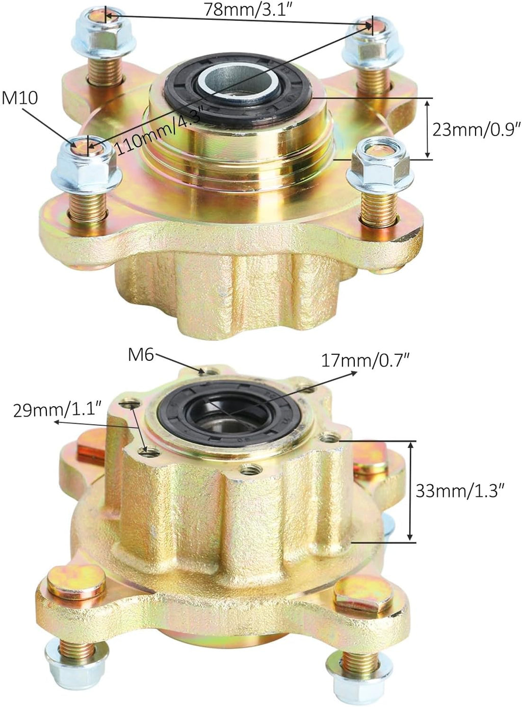 4 Stud Front Wheel Hubs + Steering Knuckle Spindles + Twin Brake Caliper Assembly + Tie Rod End Ball Joiner for Go Kart Karting ATV UTV Golf Cart 4 Wheeler Buggy Drift Trike Quad