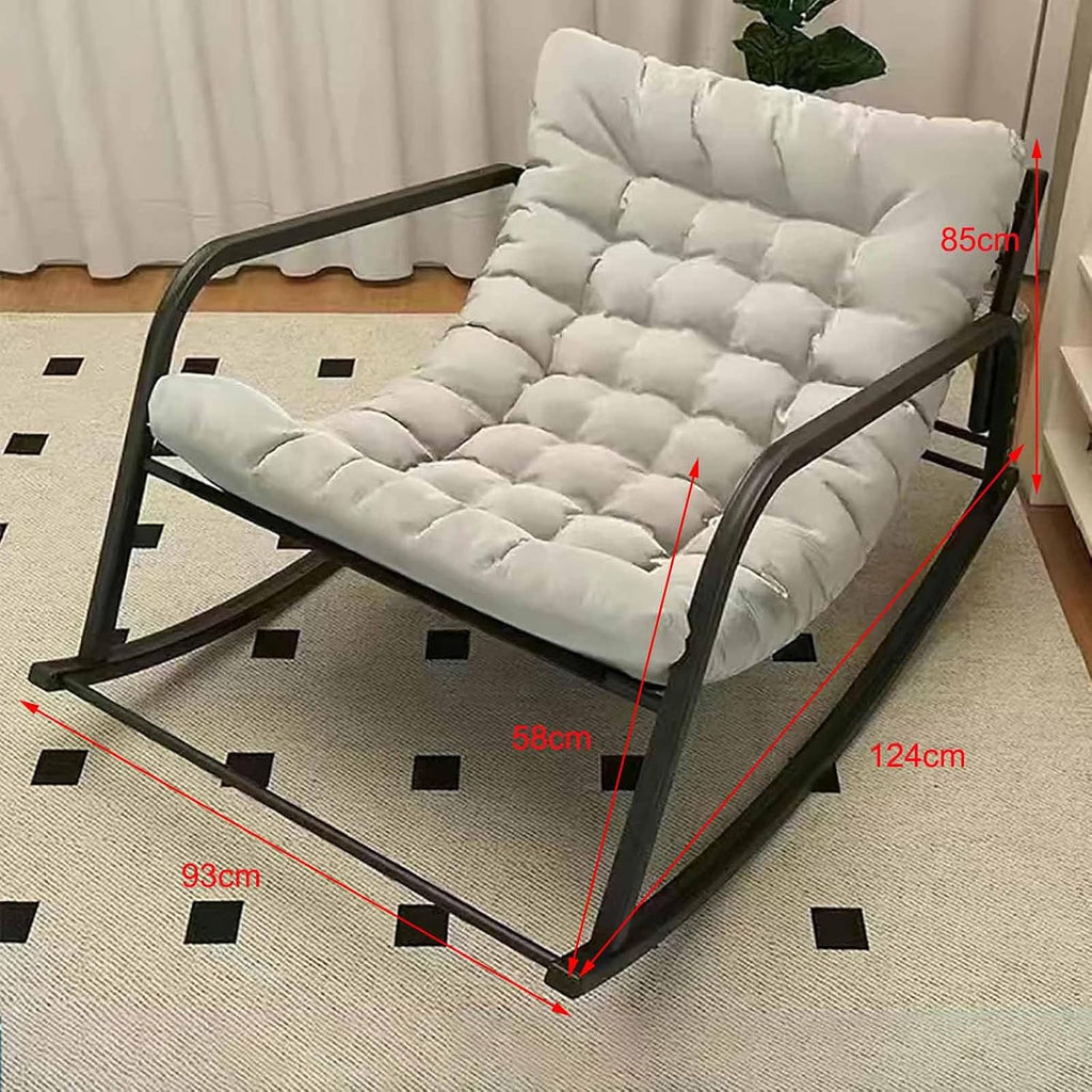 Patio Rocking Chairs, Egg Chair Outdoor, Indoor Papasan Chair, Upholstered Glider Rocker Chair, Modern Rocking Chair, Comfy Side Chair for Living Room Bedroom Garden,Gray