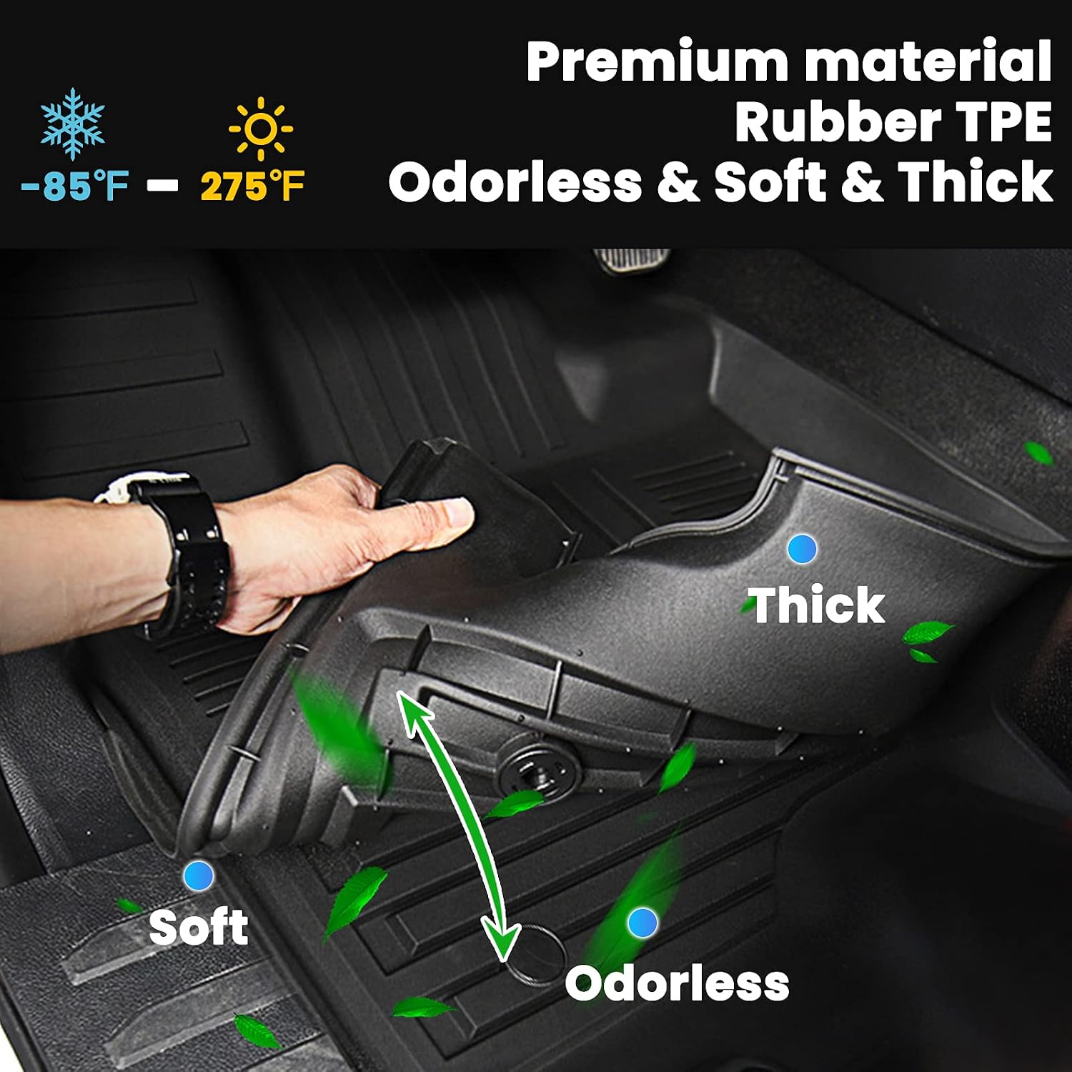 AUXKO- All Weather Floor Mat & Cargo Mat Fit for 2026-2023 Lexus RZ (Include 300e|450e|350e|450e|550e) 2023 2024 2025 TPE Rubber Liners RZ Accessories All Season Guard Odorless Anti-Slip Liner Black