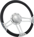 14'' Billet Half Wrap 9 Bolts Steering Wheel with 2'' Dish and Horn Button (Black)
