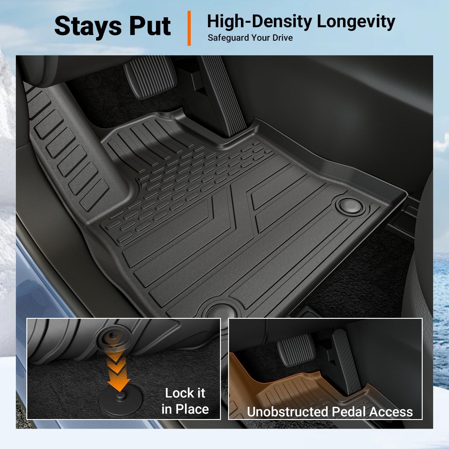 powoq 7 Seats Floor Mats Compatible with 2020-2026 Ford Explorer Cargo Mat Floor Liner Cargo Liner TPE Replacement for 2020-2026 Ford Explorer Accessories (Trunk Mat with Backrest Mat+Floor Mats)