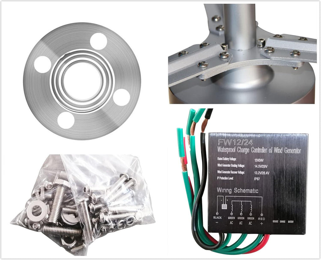 Gdrasuya10 Wind Turbine Generator 450W 12V DC with 3 Blades Wind Vertical Axis Turbine Generator AC Permanent Magnet Generator Wind Turbine Kit with Controller for Hybrid Wind Solar System