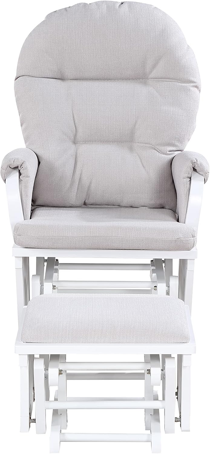 Suite Bebe Madison Glider & Ottoman, White/Woven Gray