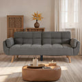 73.9' Futon Sofa Bed, Convertible Futon Couch Bed, Canvas Love Seat Sleeper with Adjustable Backrest, Small Couches for Small Spaces, Living Room, Bedroom and Office (Charcoal Grey)