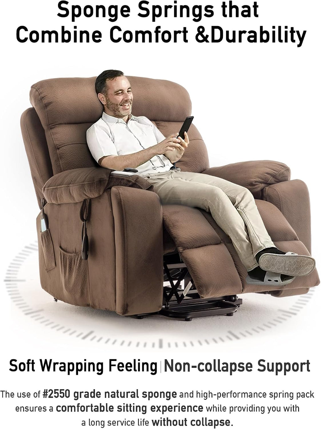 Large Power Lift Chairs Recliners for Elderly with Heated and Massage, Lazy Boy Recliner Chair with 26in Extra Wide Seat, Hidden Cup Holder, Side Pocket