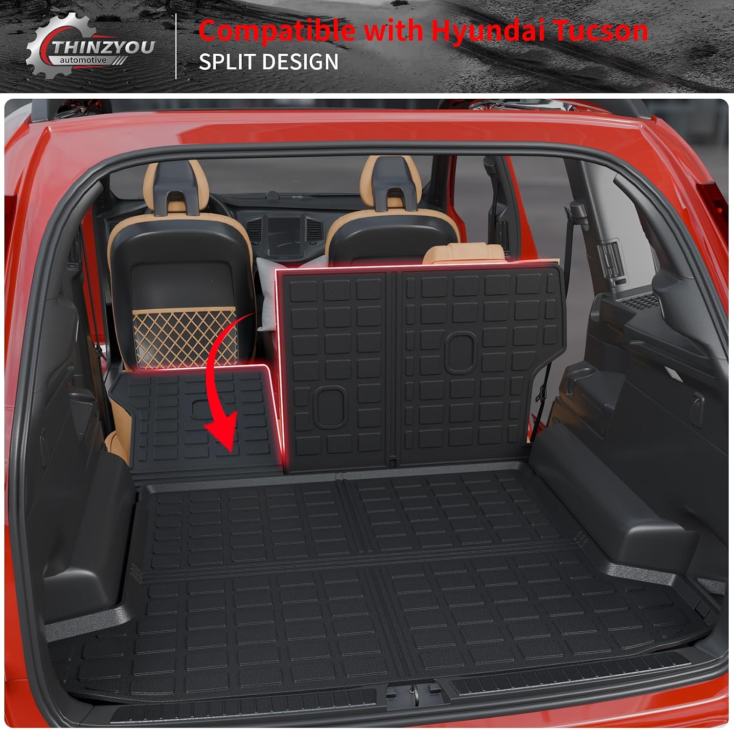 Floor Mats Compatible with 2022-2025 2026 Hyundai Tucson Trunk Mat Cargo Liner Cargo Mat TPE All Weather Back Seat Cover Protector 2024 Tucson Accessories(Floor Mats+Backrest Mats+Trunk Mat)