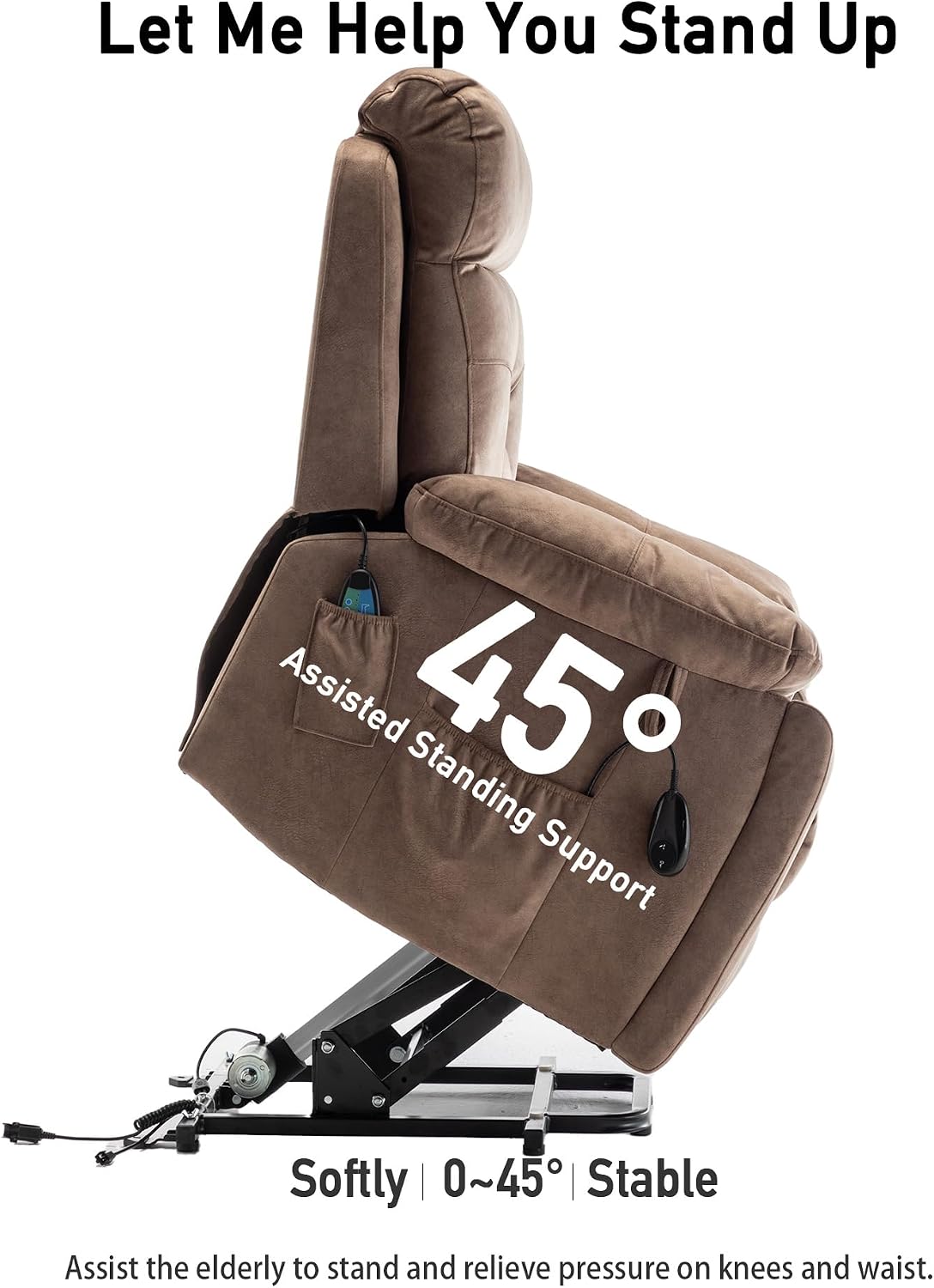 Large Power Lift Chairs Recliners for Elderly with Heated and Massage, Lazy Boy Recliner Chair with 26in Extra Wide Seat, Hidden Cup Holder, Side Pocket