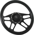 14' Billet Black Steering Wheel Full Wrap with Horn Button-Carbon Vinyl