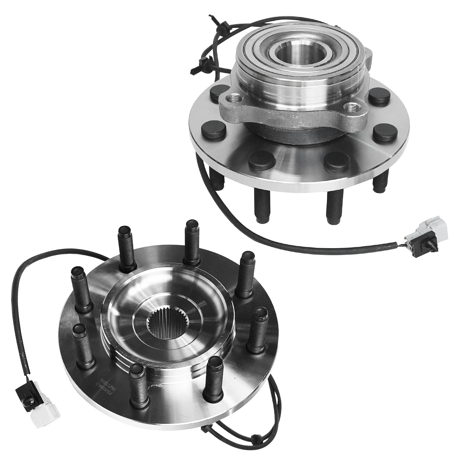 Detroit Axle - 4WD Front Wheel Bearing Hubs for 00-02 Dodge Ram 2500 3500 [w/ 4-Wheel ABS], 2000 2001 2002 Wheel Bearing and Hubs Assembly Set, Pair Hubs Replacement