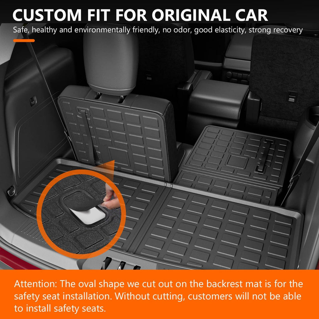 powoq Floor Mats Compatible with 2020-2026 Ford Explorer 6&7 Seats Cargo Mat Cargo Liner TPE Replacement for 2020-2023 2024 2025 2026 Ford Explorer Accessories (Trunk Mat+Backrest Mats+Floor mats)