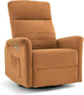 MCombo Power Swivel Glider Recliner Chair, Electric Rocker Recliner Chairs with USB Charging Ports for Living Room and Nursery, Fabric 7763 (Orange)