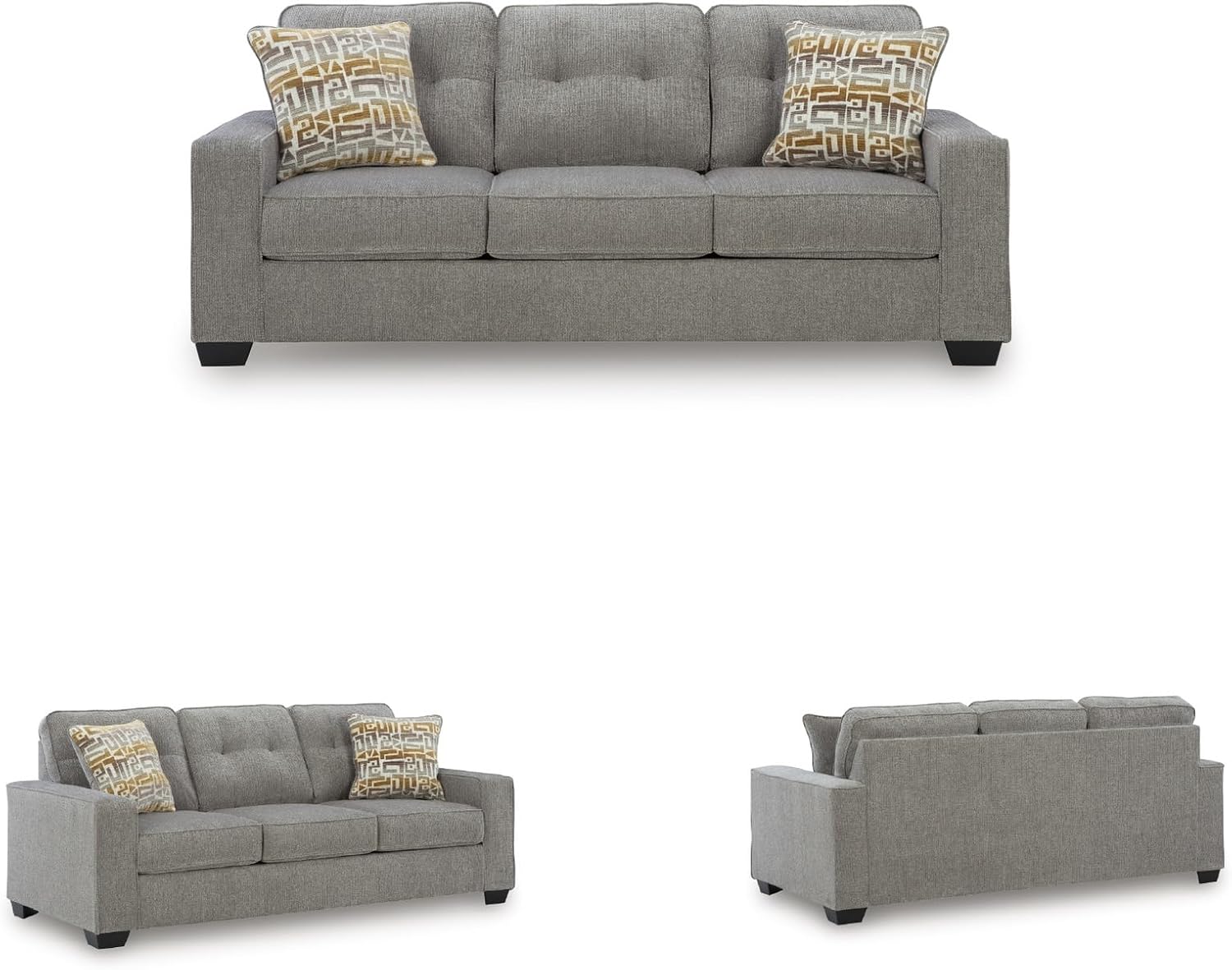 Signature Design by Ashley Fanciful Classic Sofa with Tufted Cushion and Removable Cushion, Light Gray