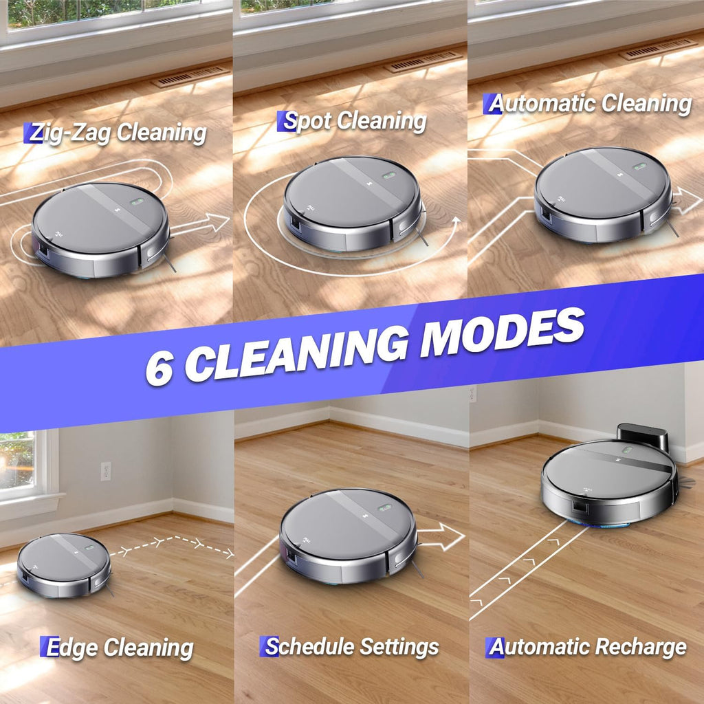 Robot Vacuum Mop Combo, WiFi/App/Alexa, 2-in-1 Robot Vacuum and Mop Combo, Robotic Vacuum Cleaner, Self-Charging, Quiet, Tangle-Free Suction Robot Vacuum Cleaner for Pet Hair/Carpet/Hard Floor