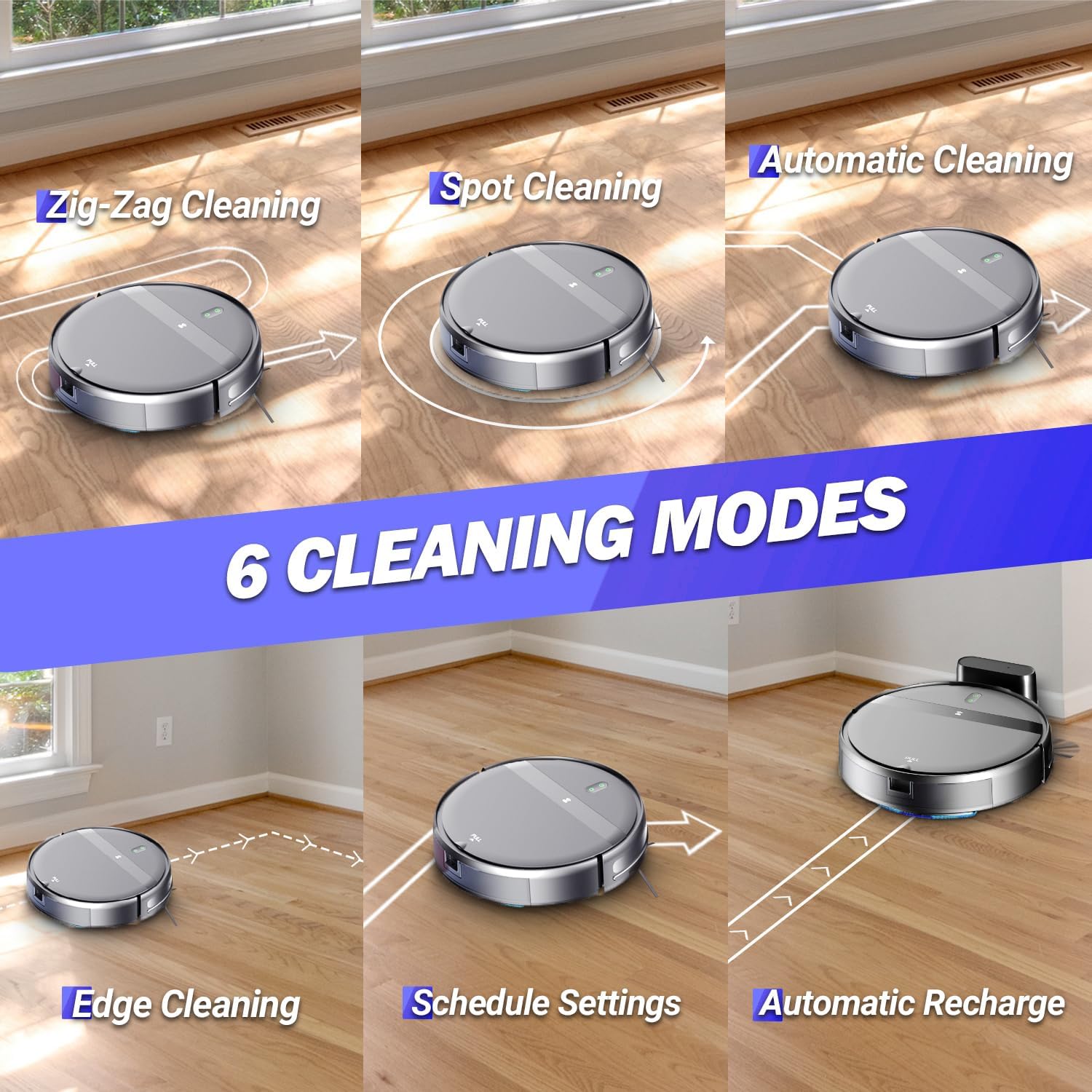 Robot Vacuum Mop Combo, WiFi/App/Alexa, 2-in-1 Robot Vacuum and Mop Combo, Robotic Vacuum Cleaner, Self-Charging, Quiet, Tangle-Free Suction Robot Vacuum Cleaner for Pet Hair/Carpet/Hard Floor
