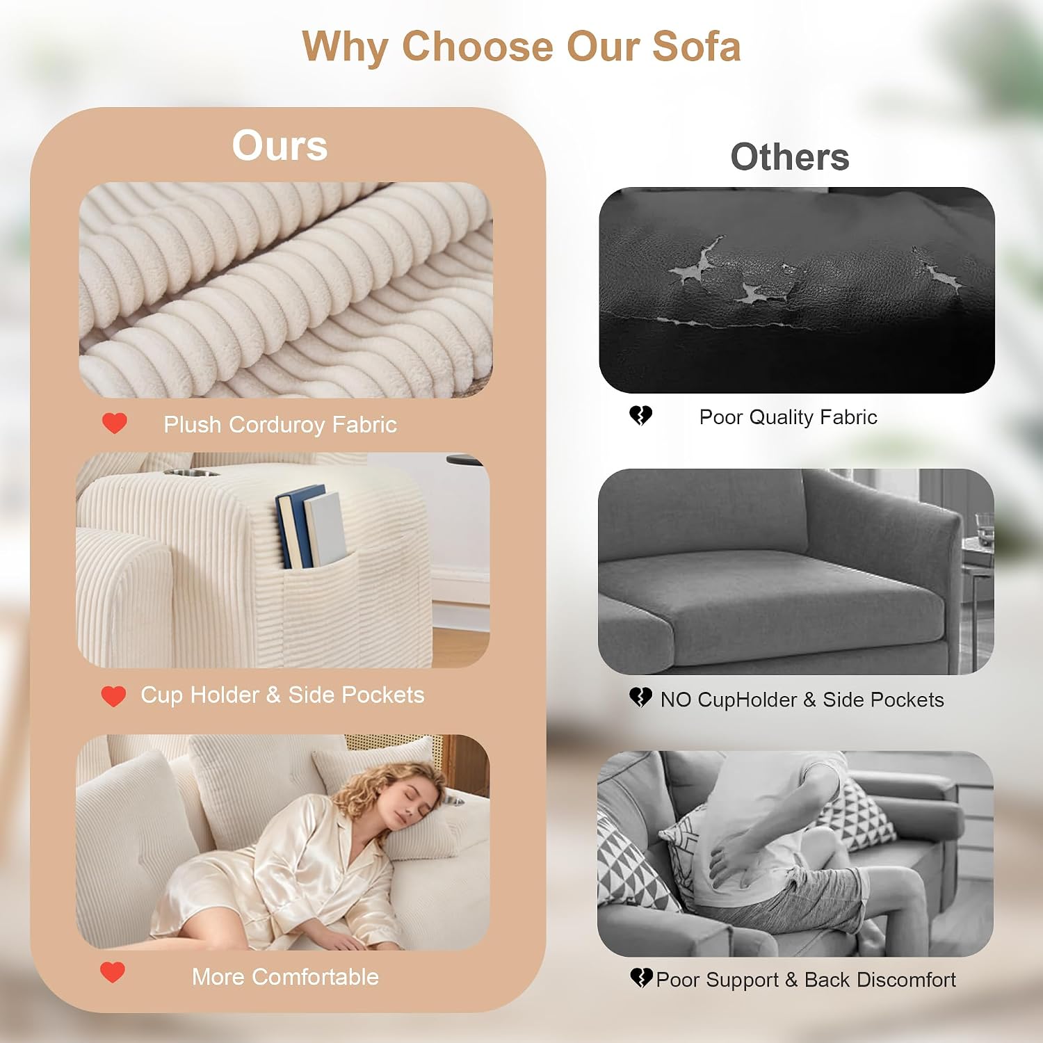 118' Modular Sectional Sofa with Cup Holders, Modern Boneless Sectional Couch with Side Storage Pockets and Movable Ottoman, Oversized L-Shape Couch for Living Room Bedroom, Apartments, White