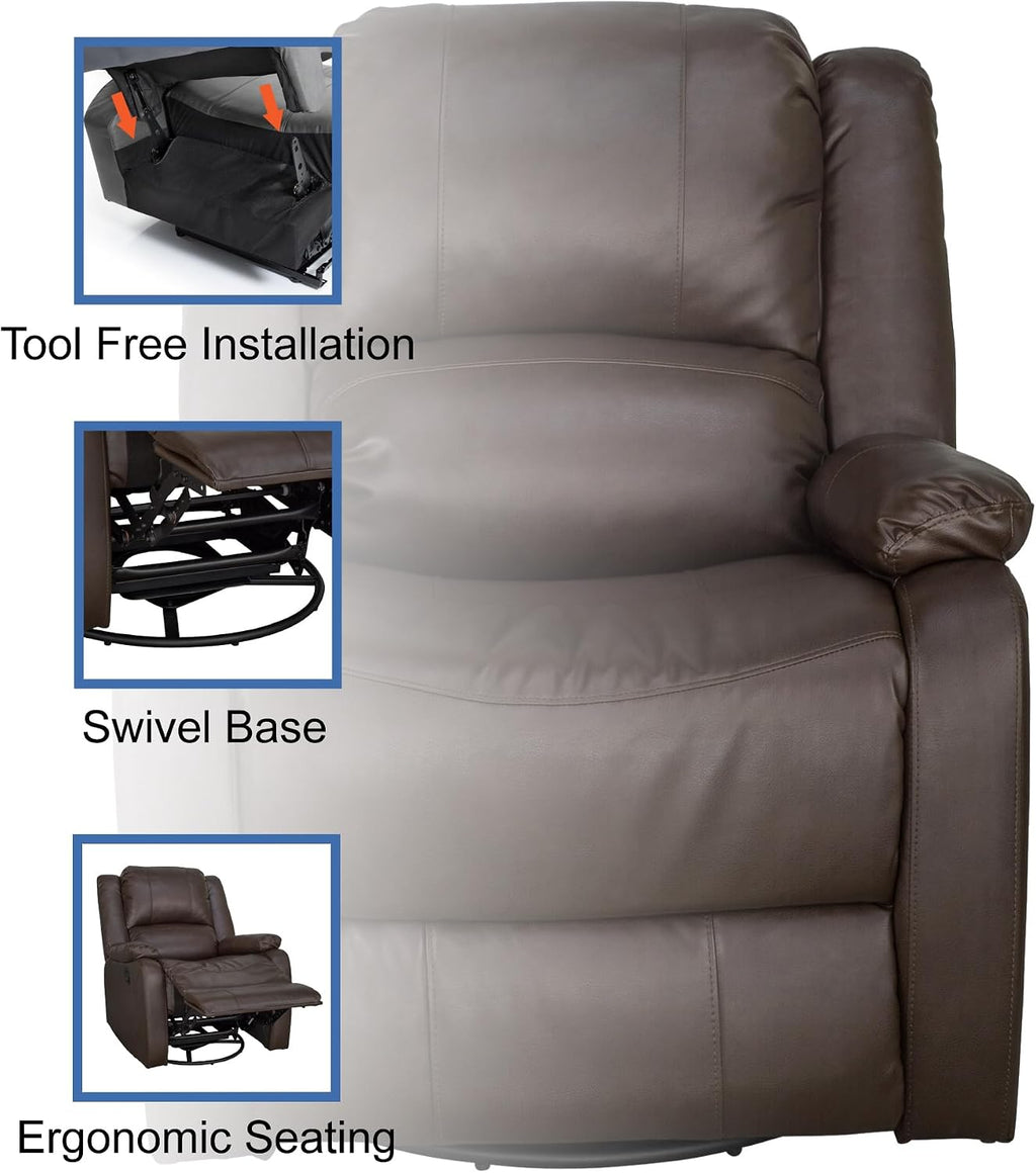 RecPro Charles Collection | 30' Swivel Glider RV Recliner | RV Living Room (Slideout) Chair | RV Furniture | Glider Chair (Chestnut, 1-Pack)