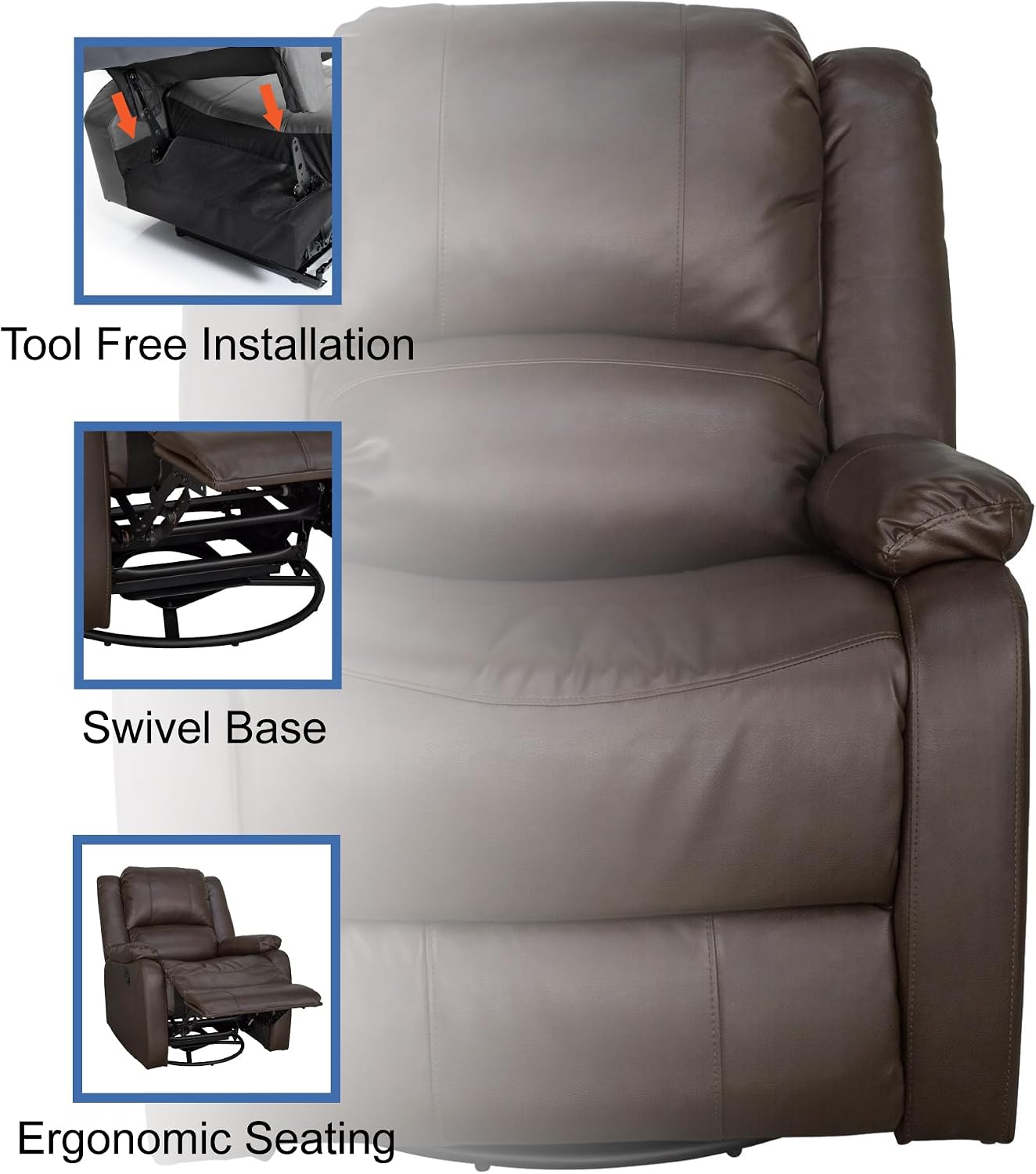 RecPro Charles Collection | 30' Swivel Glider RV Recliner | RV Living Room (Slideout) Chair | RV Furniture | Glider Chair (Chestnut, 2-Pack)