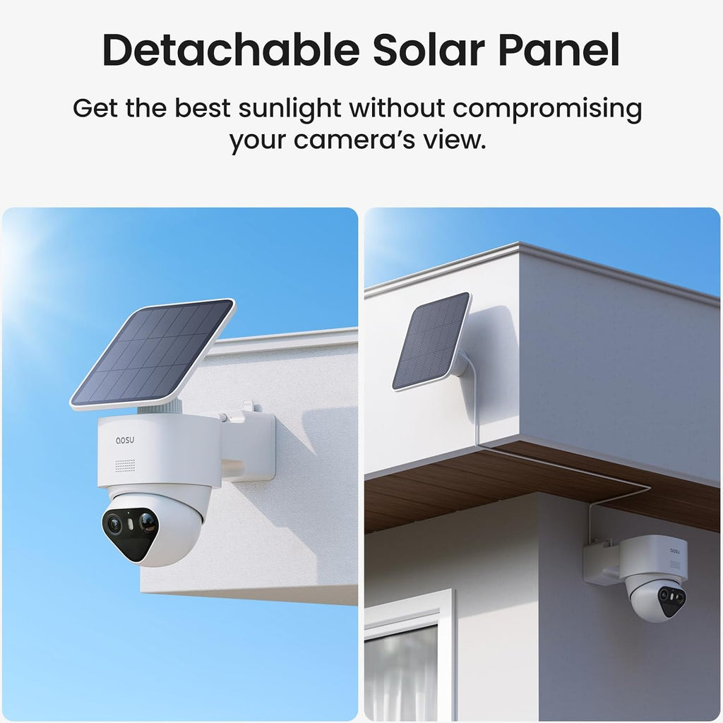 aosu T2 Ultra 4K Security Cameras Wireless Outdoor, TrueColor Night Vision, AI Triple Detection, 360° Auto Tracking, Solar Powered WiFi Camera for Home Security, 1Pack