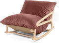 Pillow Saxx Bean Bag Rocking Chair - Elegant Oversized Rocker with Modern Wood Frame, Lush Velvet Mauve