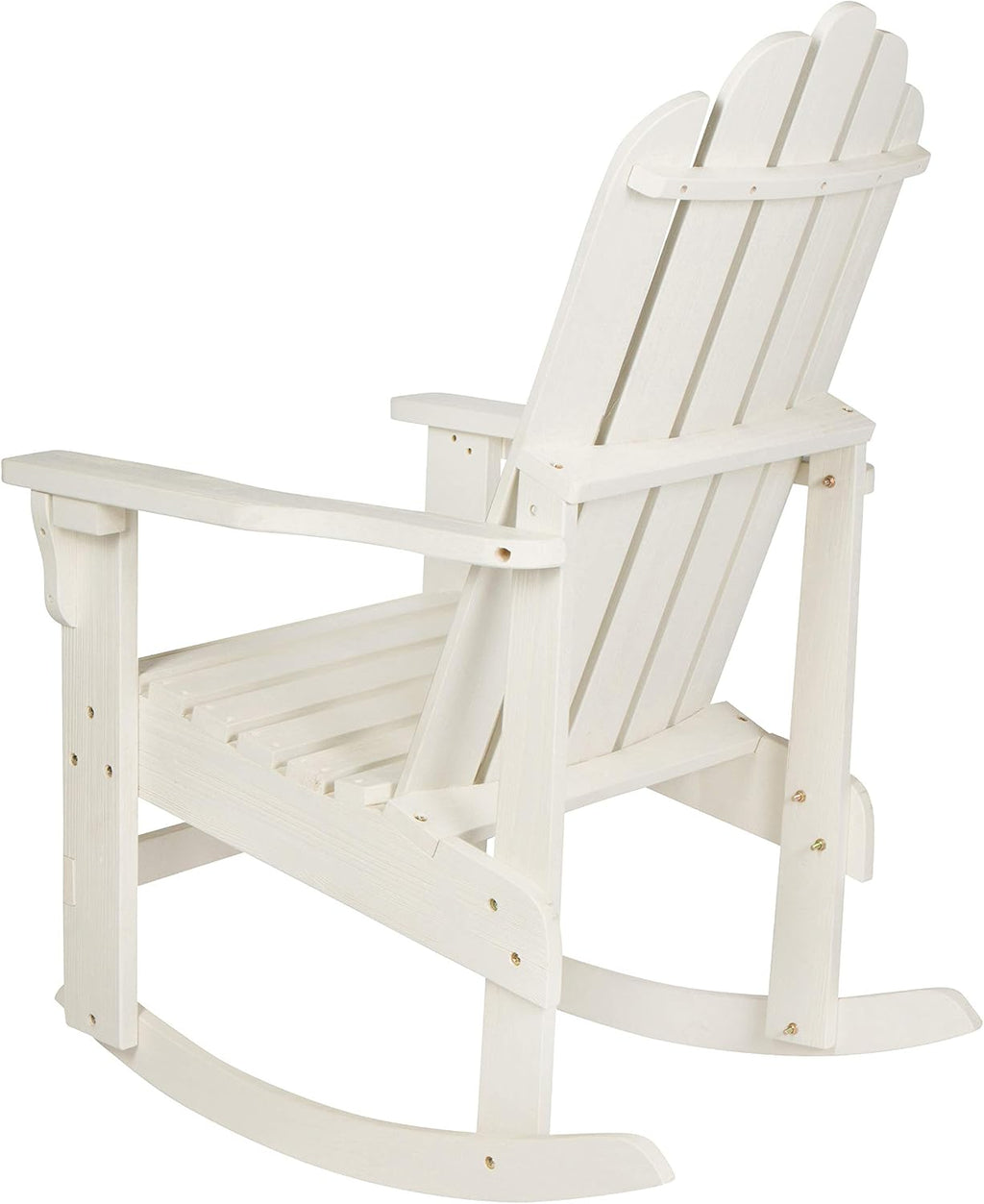 Shine Company Marina Adirondack Porch Rocker, Indoor Outdoor Wood Rocking Chair, Eggshell White