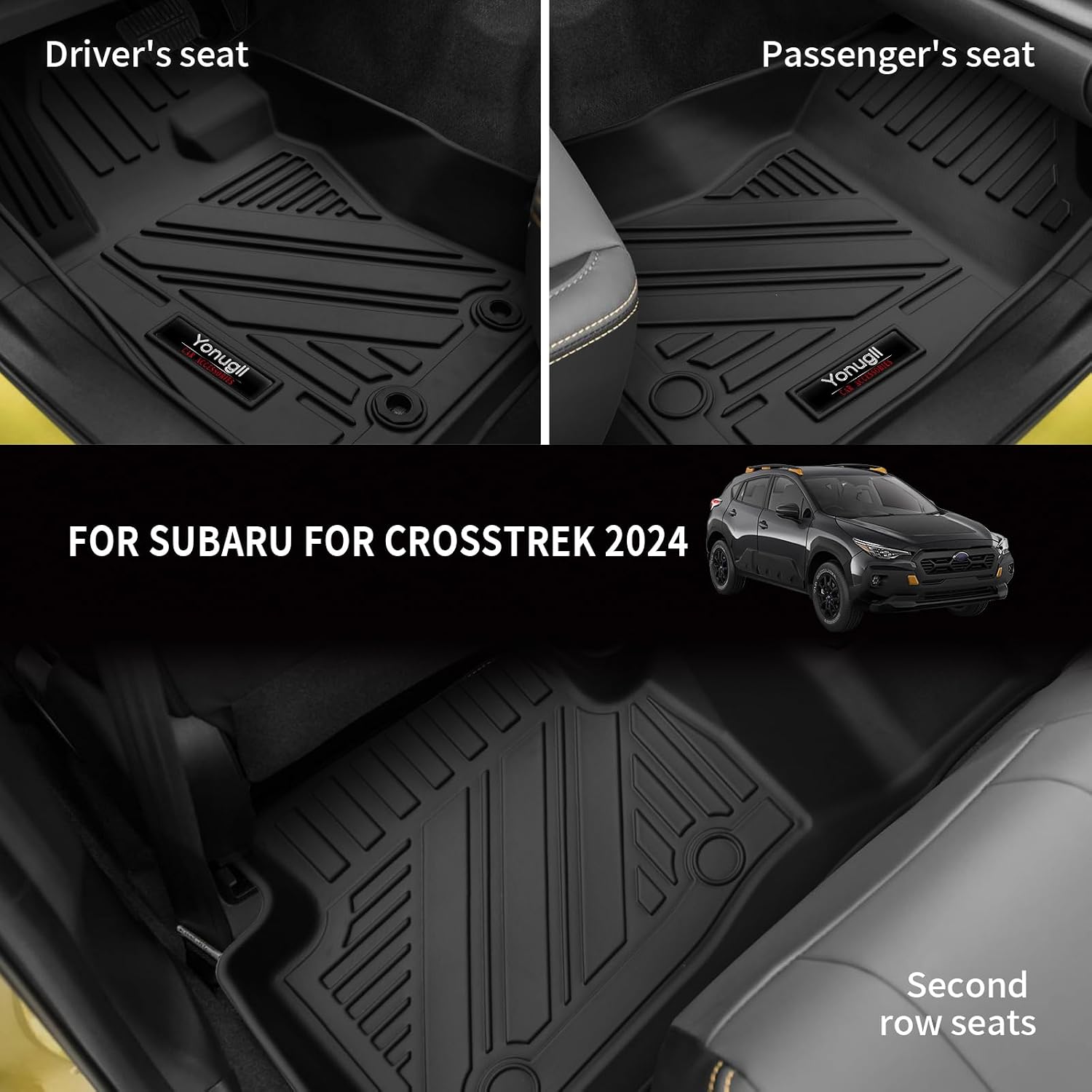 for 2024 2025 2026 Subaru Crosstrek/Impreza Floor Mats Trunk Cargo Liner and Backrest Mat Full Set All Weather TPE Protection Mat fit Crosstrek Impreza Accessories