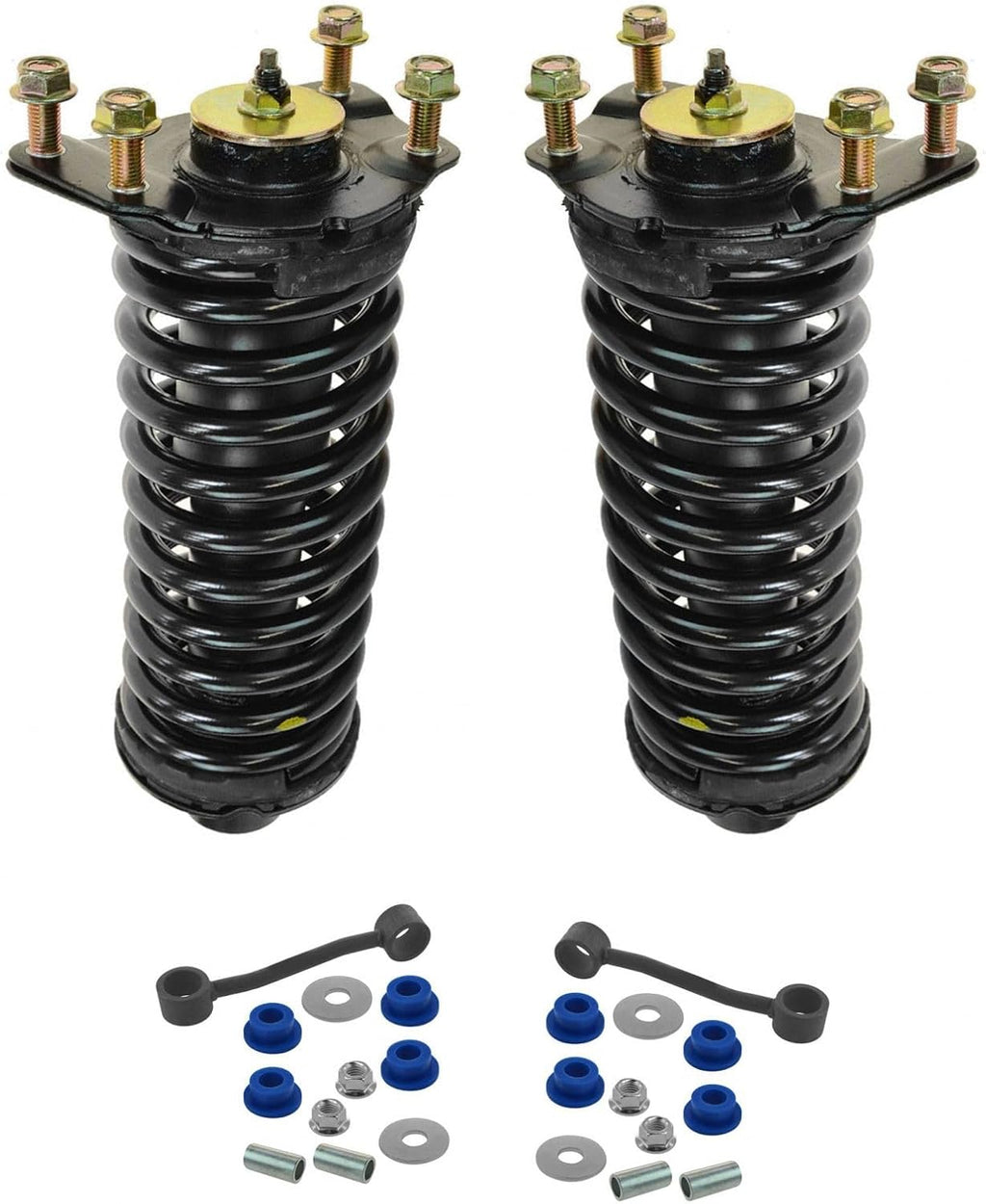 TRQ Front Suspension Kit Shock & Spring Strut Assembly Sway Bar Stabilizer Link Compatible with 2007-2011 Dodge Nitro 2008-2012 Jeep Liberty