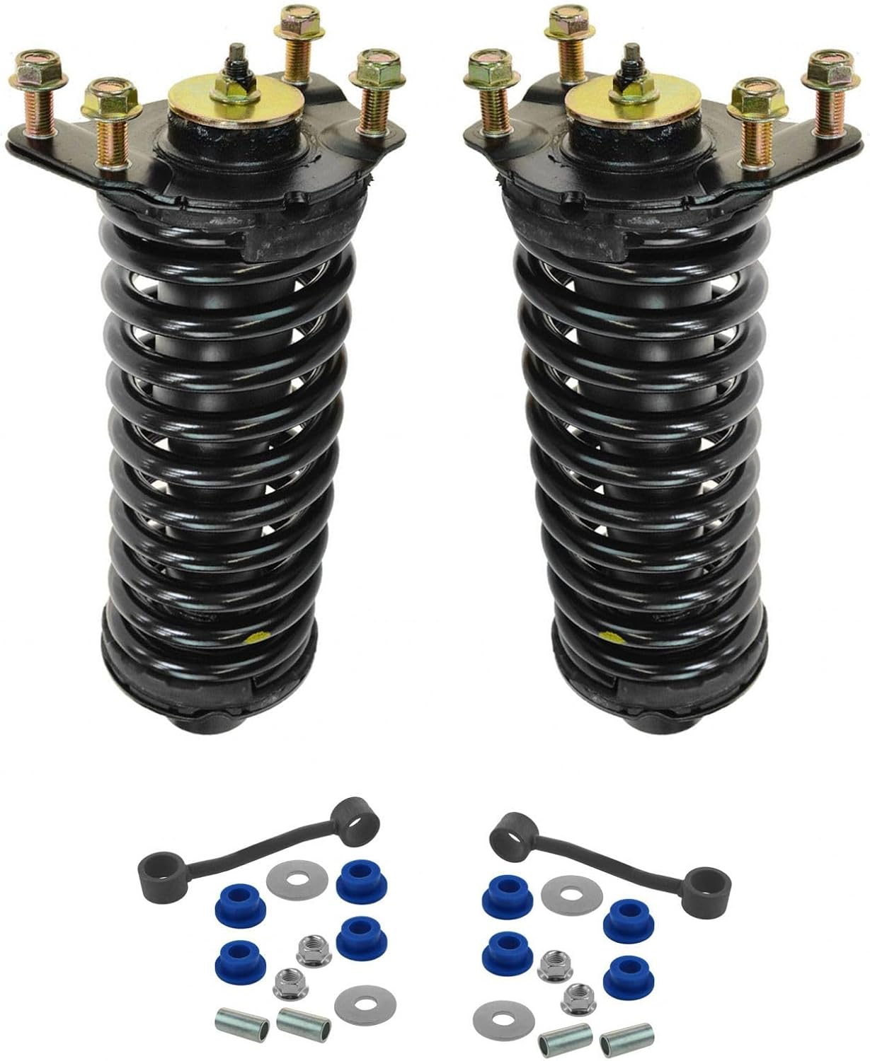 TRQ Front Suspension Kit Shock & Spring Strut Assembly Sway Bar Stabilizer Link Compatible with 2007-2011 Dodge Nitro 2008-2012 Jeep Liberty