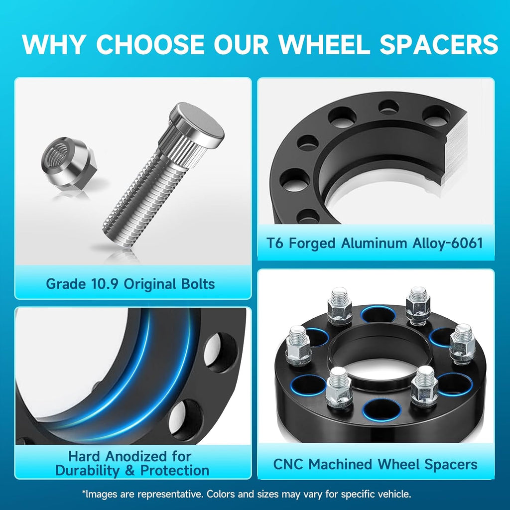 4pcs Wheel Adapters 6x5.5 to 8x6.5,Forged 2 inch Lug Centric with M14x1.5 Studs 108mm Hub Bore,Fits for Silverado 1500,Sierra 1500,Tahoe,Yukon,Suburban 1500