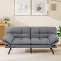 MUUEGM 71-Inch Futon Sofa Bed, Convertible Loveseat Sleeper | Airy Light Gray Linen | Adjustable Couch for Modern, Minimalist Spaces
