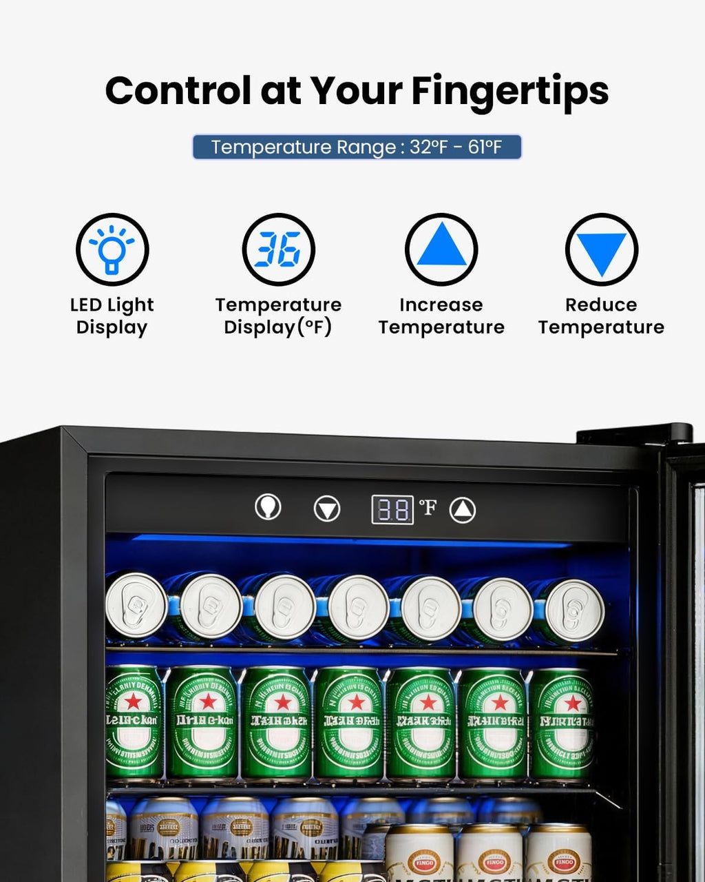Feelfunn 4.5 Cu.Ft Beverage Refrigerator Cooler - 145 Can Mini Fridge Glass Door for Soda Beer Wine, Small Refrigerator for Bedroom Office Home Bar, 4 Adjustable Shelves, Black