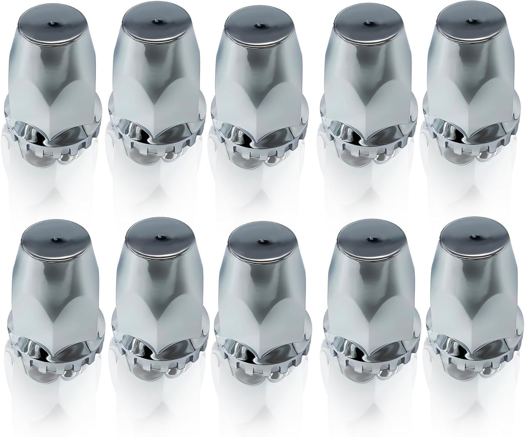 TORQUE Chrome Front and Rear Axle Complete Wheel Cover Set 33mm Screw-on Lug Nut Covers for Semi Trucks (Installation Tool Included) Standart Hub Caps Kit (2 Front & 4 Rear) (TR082)