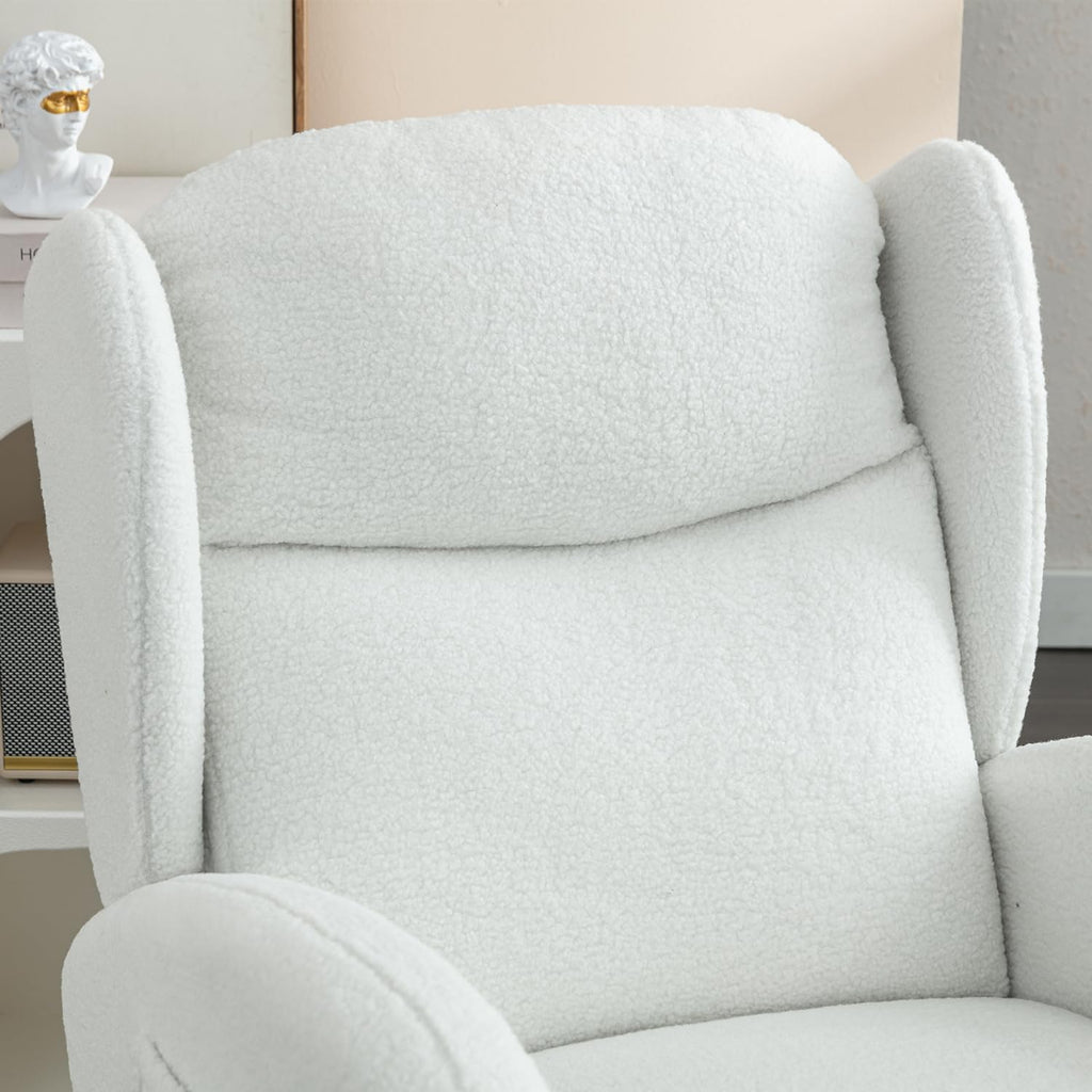 Cloud Rocking Chair Nursery, Comfy Glider Nursery Chair with Foot Rest, Upholstered Rocker, Modern Accent Reading Armchair with Solid Wood Base for Living Room, Bedroom (40' Ivory)