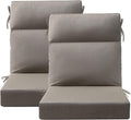 Unimatta Sunbrella Outdoor Separate High Back Cushion Seat Pads, 2-Pack 44 x 21 Inch Water-Repellent & Fade-Resistant Patio Furniture Cushions with Ties for Adirondack, Rocking Chairs, Cast Shale