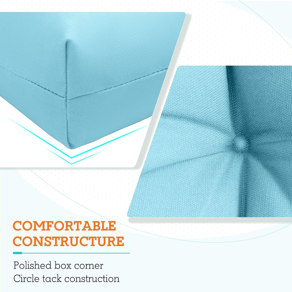 EAGLE PEAK Tufted Outdoor/Indoor High Back Patio Chair Cushions, 4 Pack, 46'' x 22'', Aqua Blue
