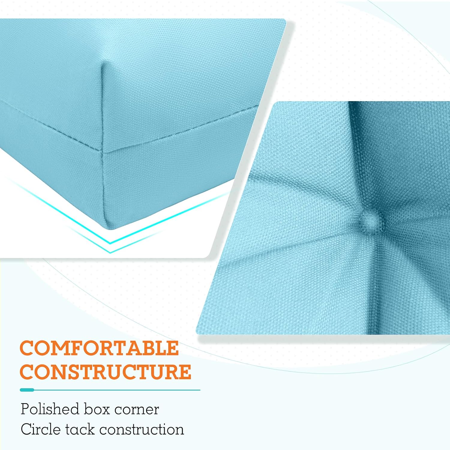 EAGLE PEAK Tufted Outdoor/Indoor High Back Patio Chair Cushions, 4 Pack, 46'' x 22'', Aqua Blue