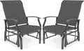 Tangkula Porch Gliders Set of 2, Outdoor Swing Glider Chairs with High Back, Breathable Mesh Fabric and Metal Frame, Patio Rocking Chairs for Backyard Garden Balcony Poolside (Grey)