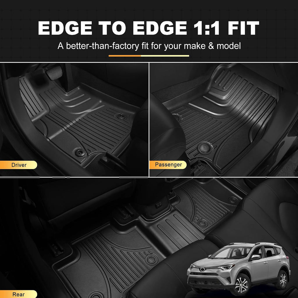 AOMSAZTO Floor Mats for Toyota RAV4 2013-2018 (Not for Hybrid) Full Set All Weather TPE Custom Fit Floor Mats for Toyota RAV4 1st & 2nd Row Car Mats Trunk Frunk Mat