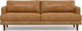 SIMPLIHOME Livingston 90-inch Wide Sofa in Sienna Top Grain Genuine Leather, Handcrafted Mid-Century Modern Couch for Living Room, Large 3-Seater with Feather-Wrapped Cushions and Solid Wood Frame