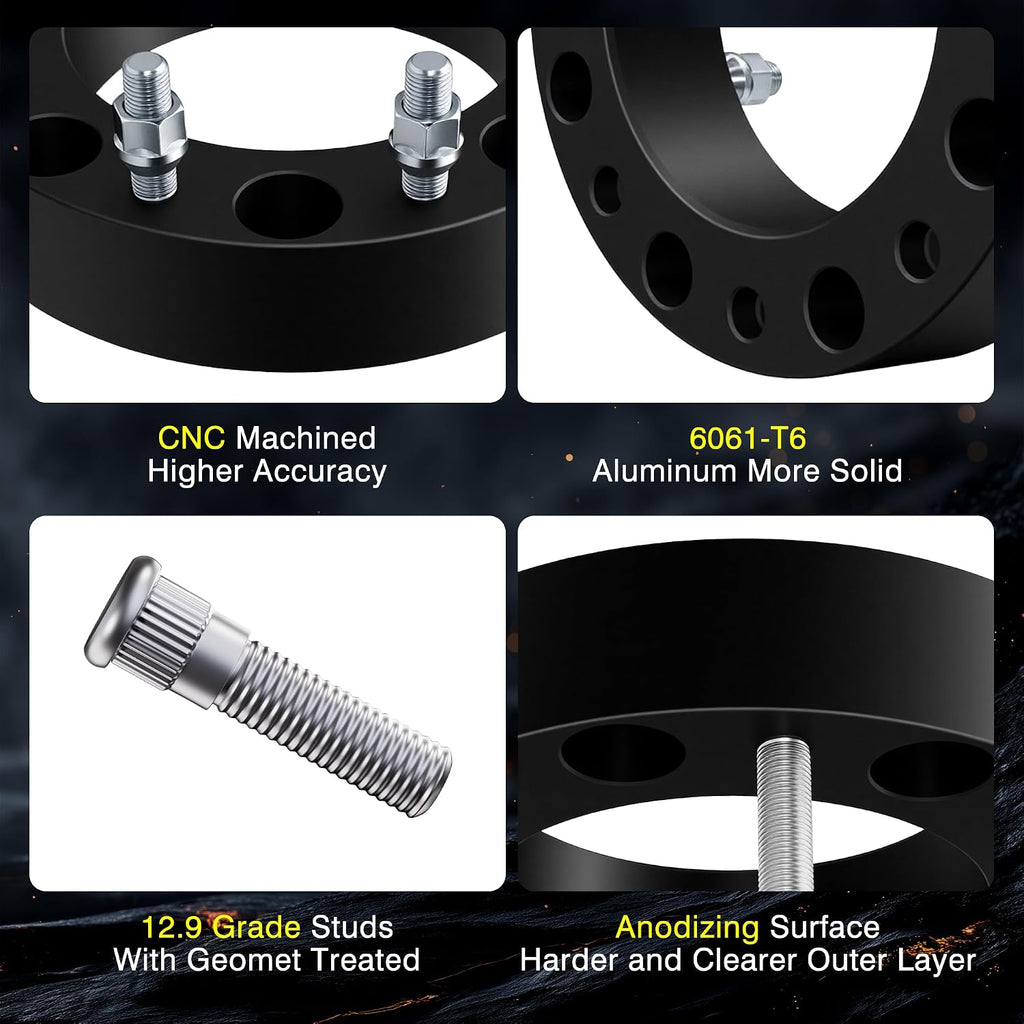 2' 8x210 Hubcentric Wheel Spacers - 154.2mm Hub Bore & M14x1.5 Studs - Forged Spacers for 2011-2024 Chevy Silverado 3500 HD & GMC Sierra 3500 HD Dually Front Wheels (Pair of 2)