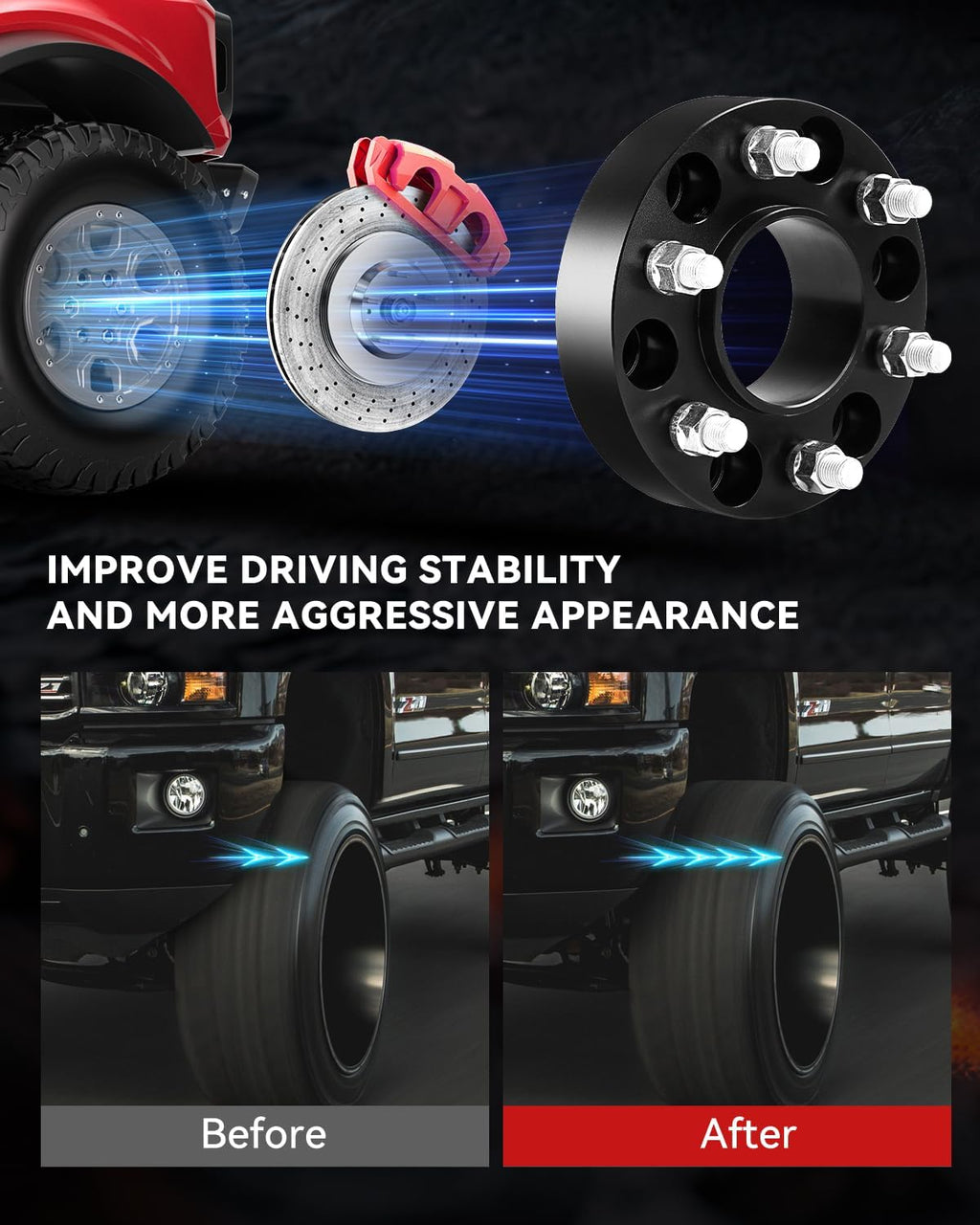 YIZBAP 4PCS 6x5.5 to 6x135 Wheel Adapters for F150 Wheels on Silverado 1500 Vehicle, 1.5 inch 6x139.7mm to 6x135mm Wheel Adapter 87.1mm Hub Centric and 78.1mm Hub Bore with M14x1.5 Studs