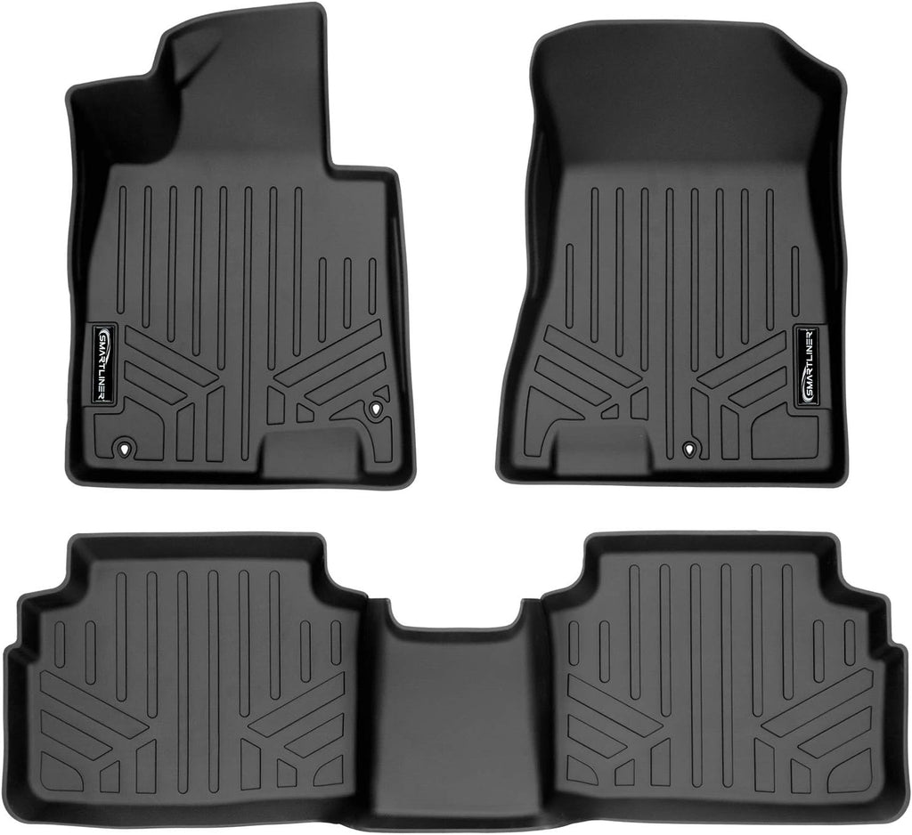 SMARTLINER Custom Fit All Weather 2 Row Black Floor Mat Liners Compatible with 2024-2025 Hyundai Sonata